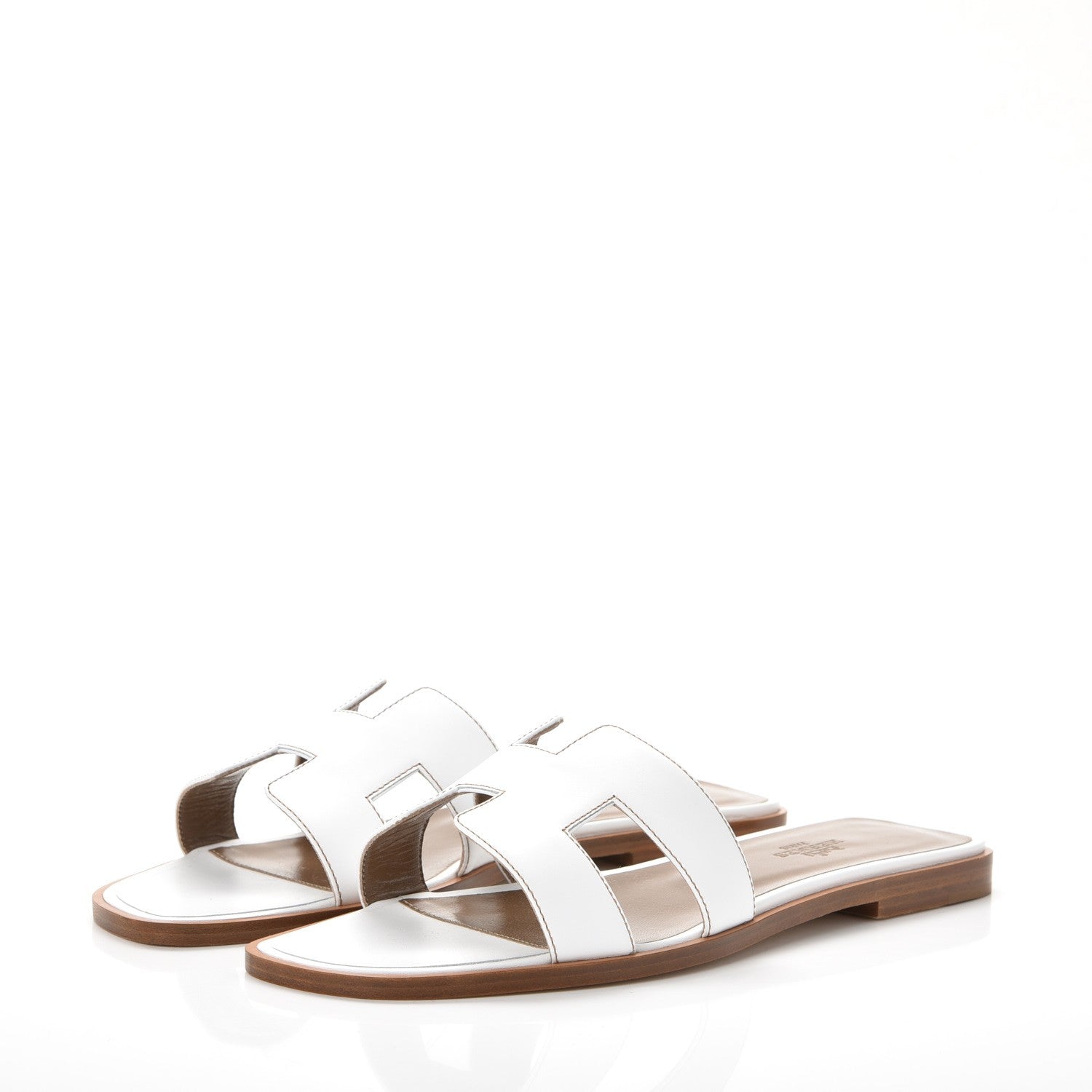 Hermes Box Calfskin Oran Sandals 38 White 3 of 9