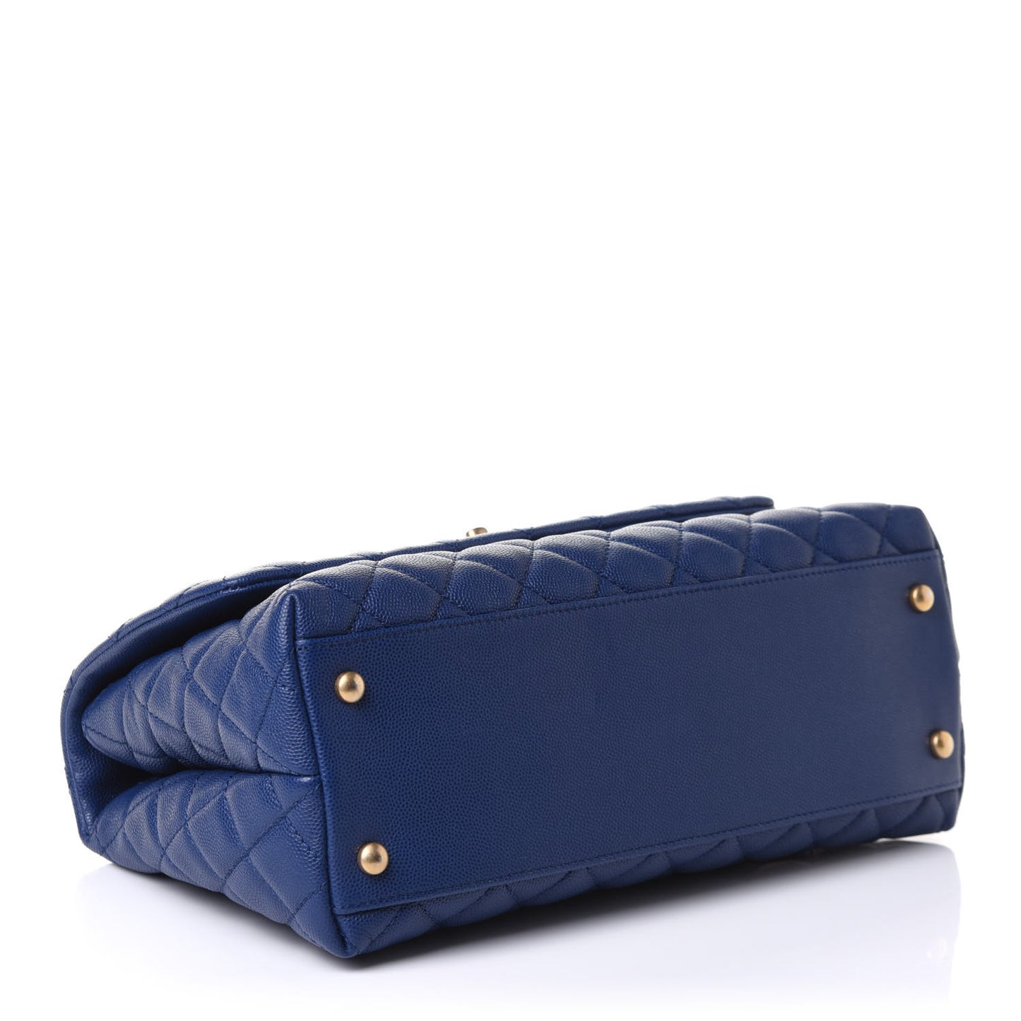 Caviar Lizard Embossed Quilted Small Coco Handle Flap Dark Blue