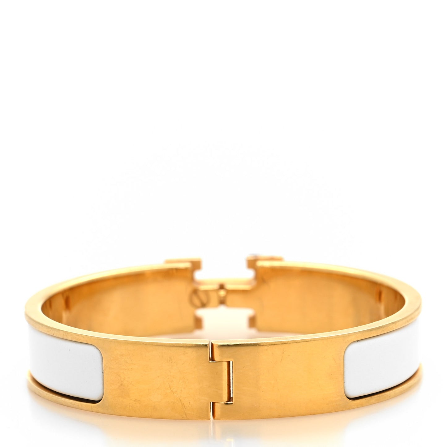 Enamel Narrow Clic Clac H Bracelet PM White