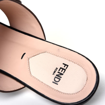 Fendi Vitello FF Embossed Buckle Flat Mules 36.5 Maya Black 12 of 13