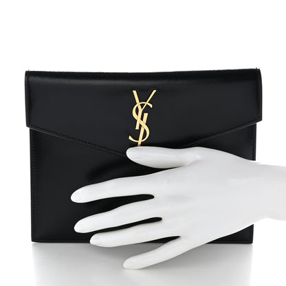 Saint Laurent Smooth Shiny Calfskin Monogram Uptown Baby Pouch Black 2 of 8