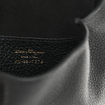 Salvatore Ferragamo Hammered Calfskin Gancini Mini Bag Black 6 of 10