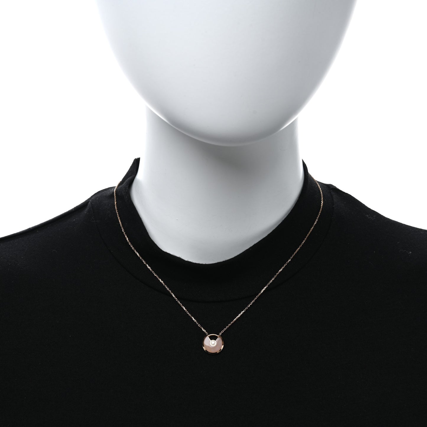 18K Pink Gold Diamond Pink Opal XS Amulette de Cartier Pendant Necklace