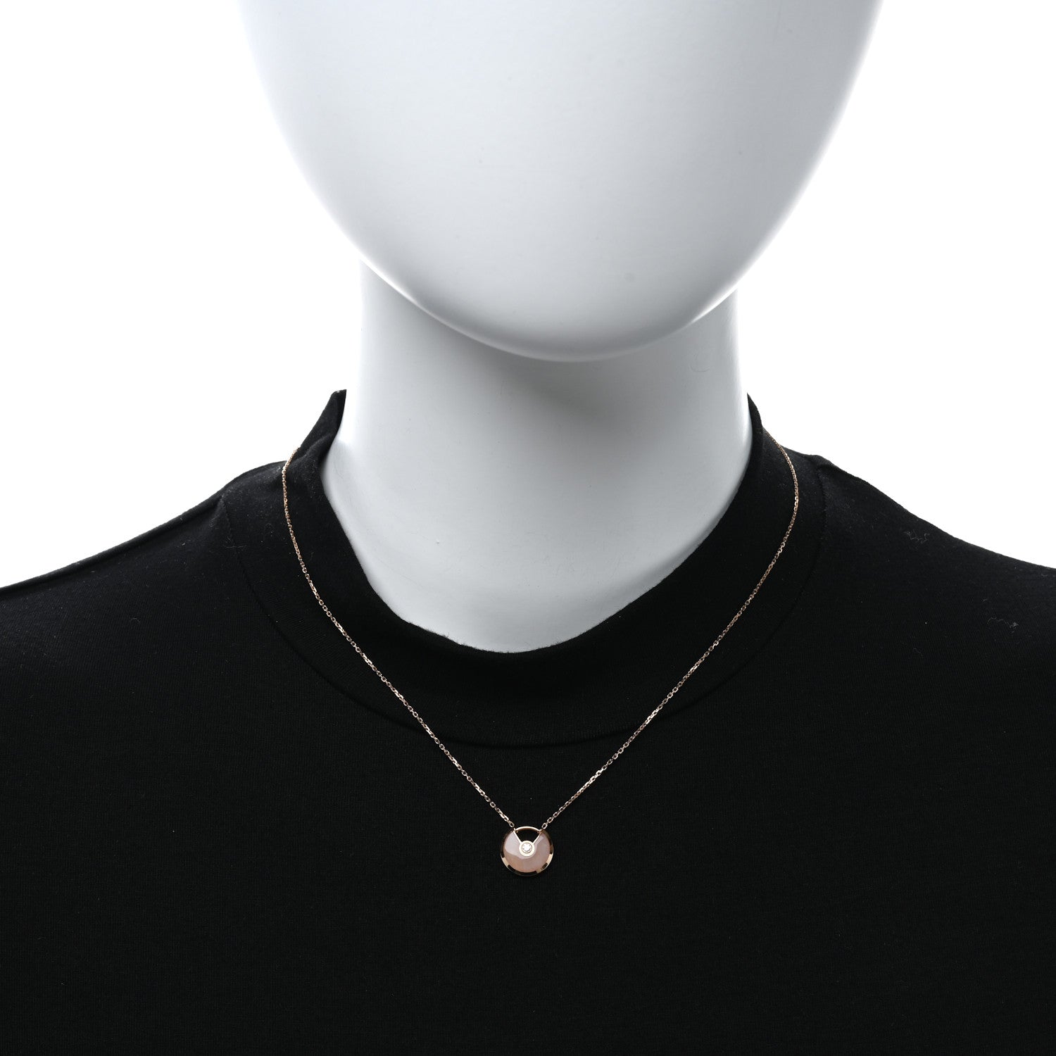 Cartier 18K Pink Gold Diamond Pink Opal XS Amulette de Cartier Pendant Necklace 2 of 4