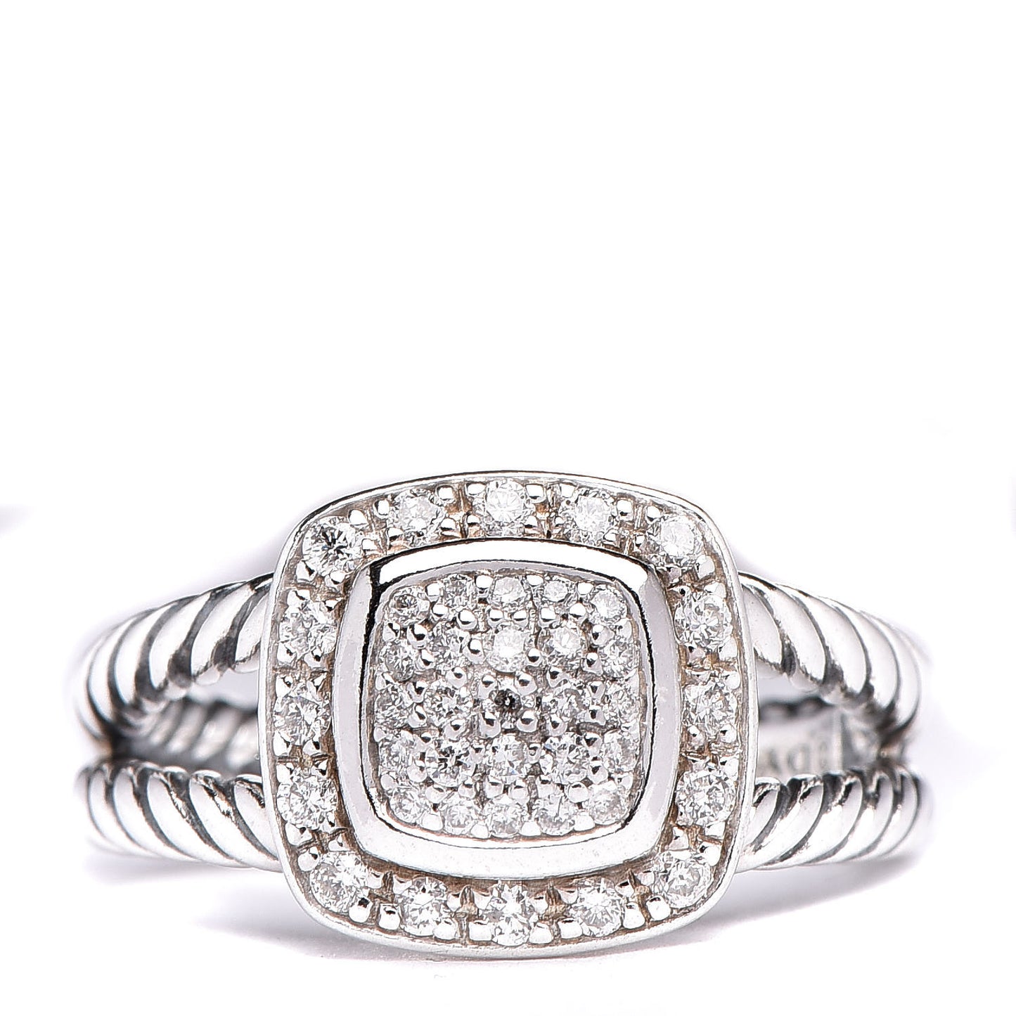 Sterling Silver Diamond 7mm Petite Albion Pave Ring 50 5.25