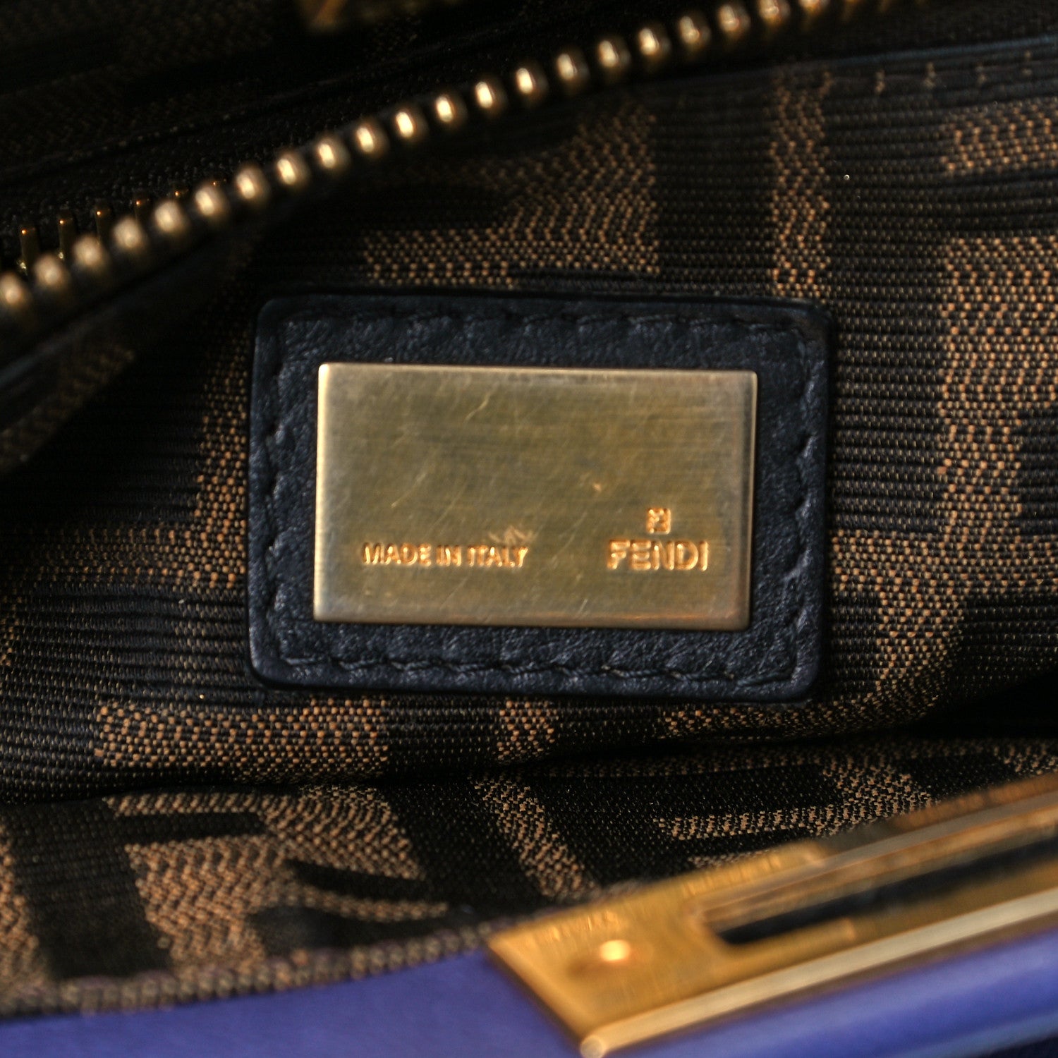 Fendi Goatskin Zucca Medium Peekaboo Iconic Satchel Purple 9 of 12