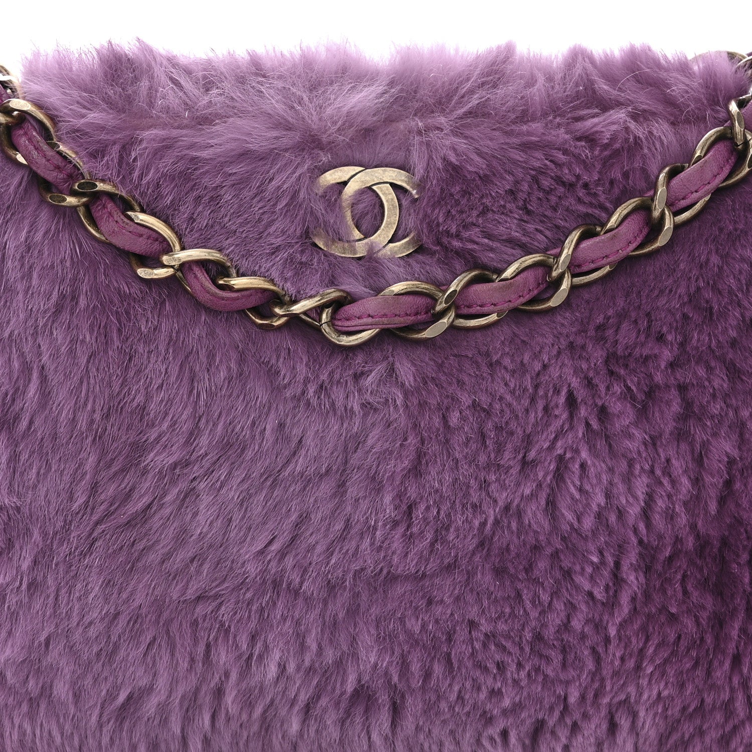 Chanel Rabbit Fur Shoulder Bag Purple 8 of 12