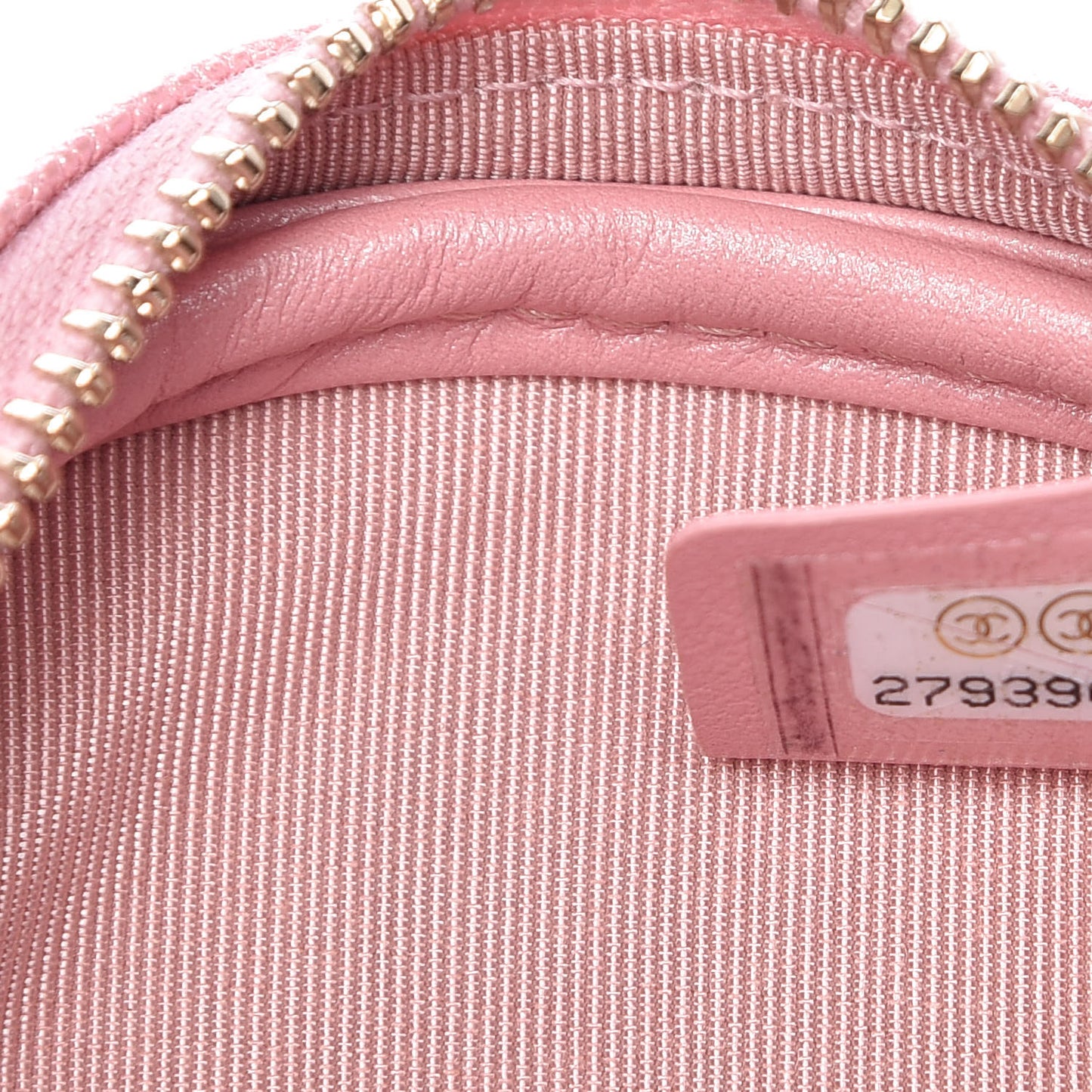 Iridescent Caviar Quilted Zip Around Classic Coin Purse Rose Pink