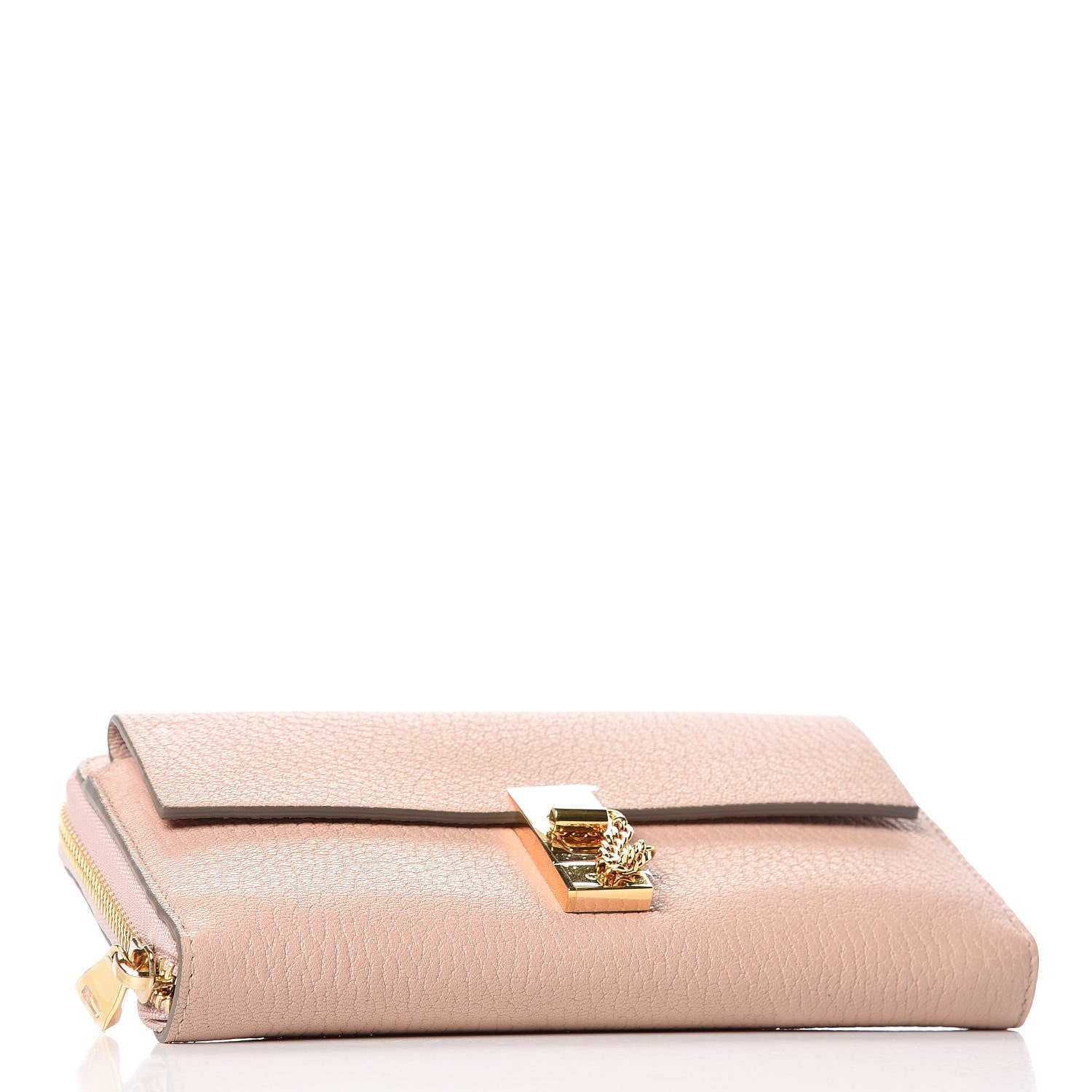Chloe Grained Lambskin Drew Long Wallet with Flap Cement Pink 4 of 9