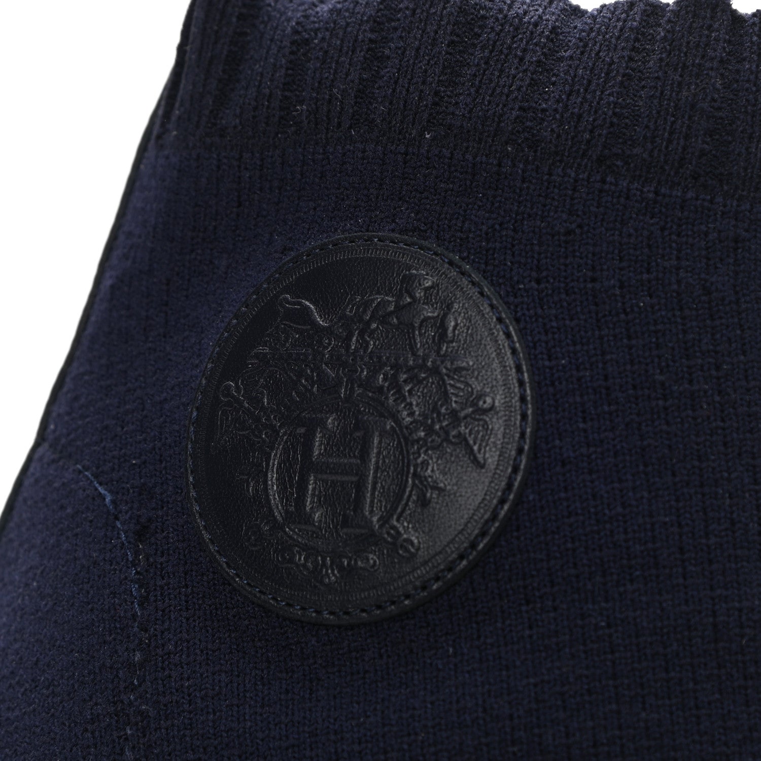 Hermes Knit Calfskin Volver Ankle Boots 38.5 Bleu Diplomatique 9 of 12