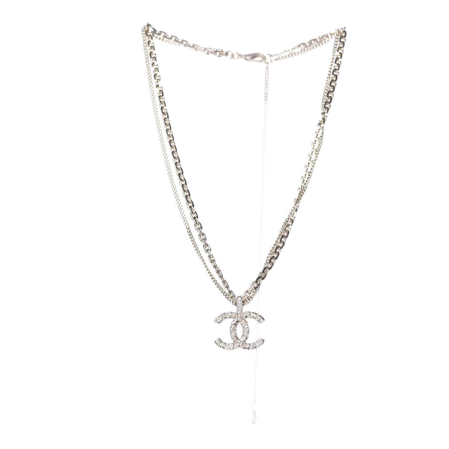 Crystal CC Multi Strand Chain Necklace Gold