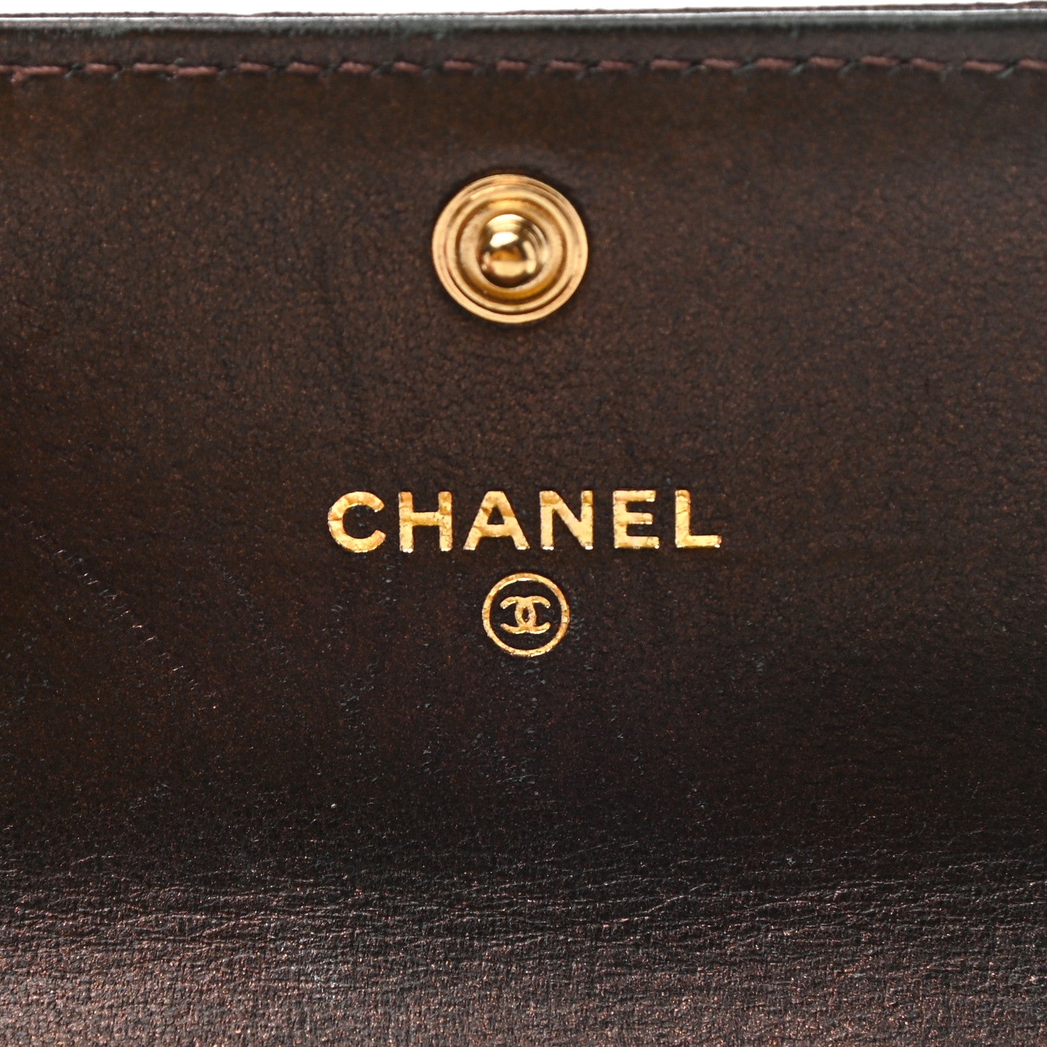 Chanel Metallic Goatskin Camellia Embossed Flap Card Holder Wallet Brown 6 of 8