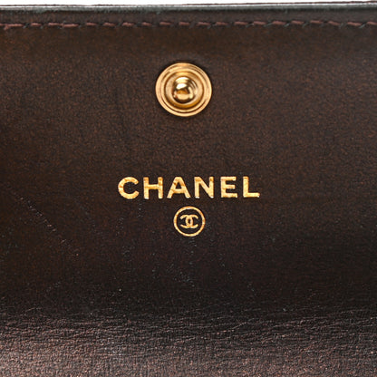 Chanel Metallic Goatskin Camellia Embossed Flap Card Holder Wallet Brown 6 of 8