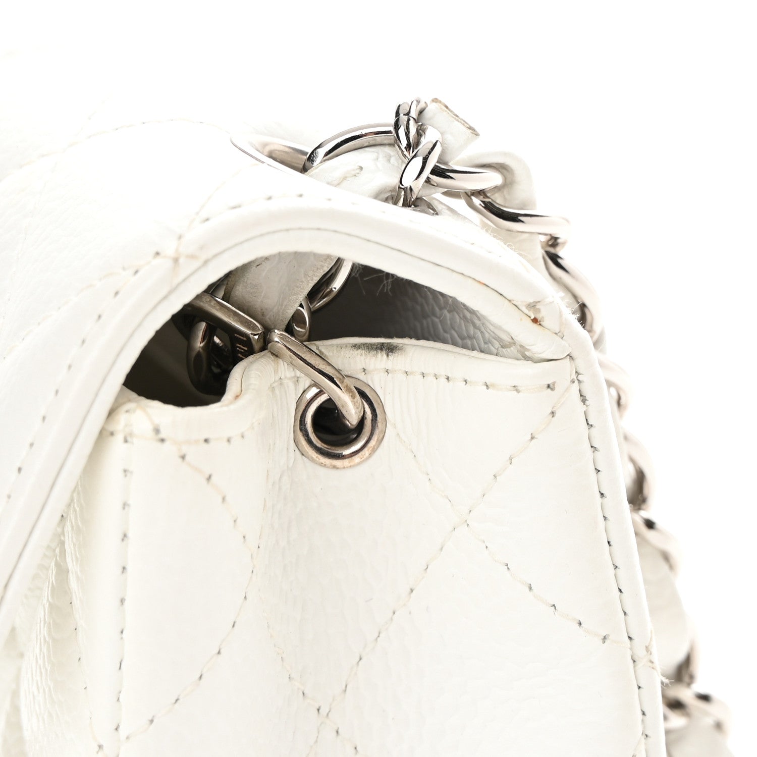 Chanel Caviar Quilted Mini Square Flap White 13 of 17