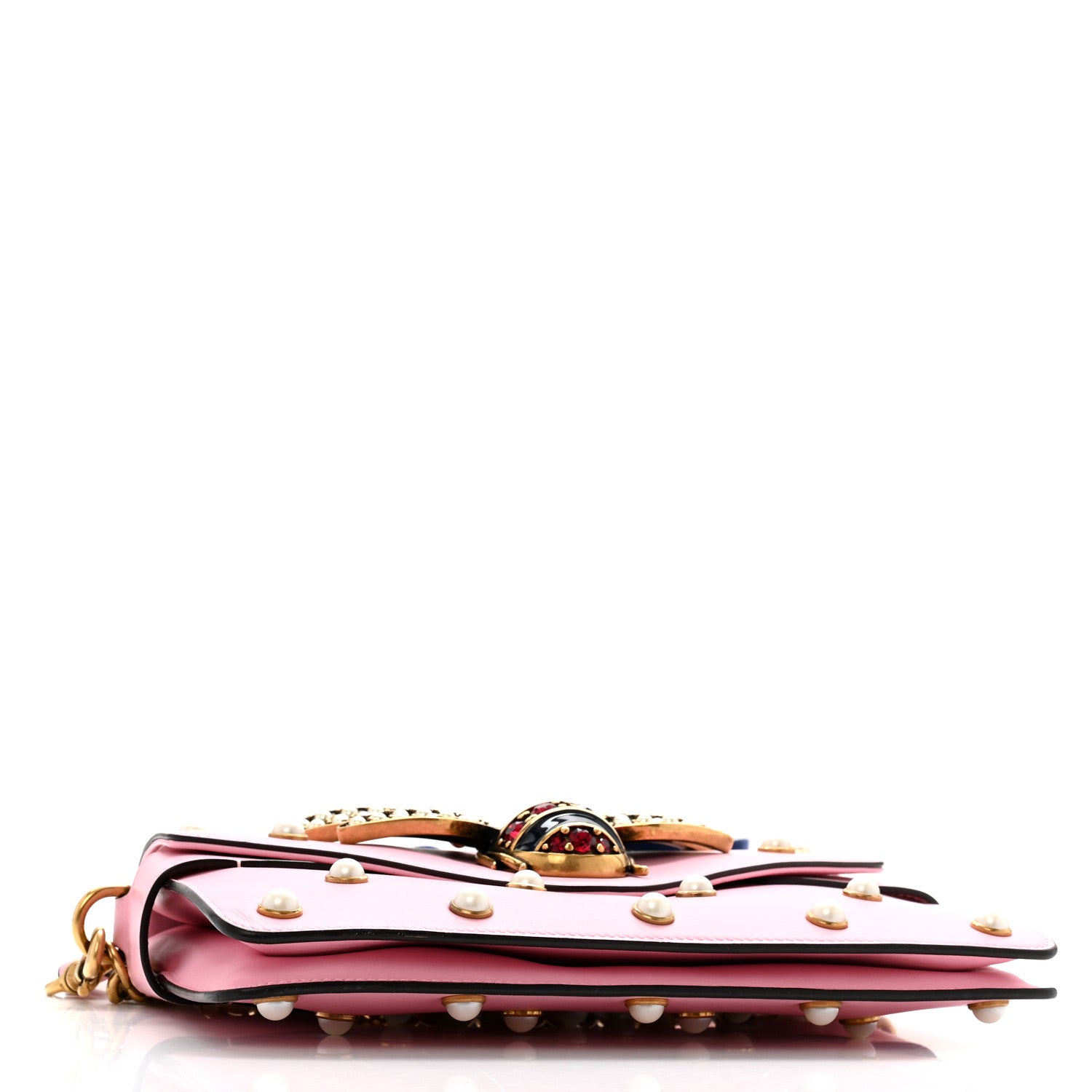 Gucci Nappa Pearl Studded Mini Queen Margaret Broadway Shoulder Bag Sugar Pink 4 of 14