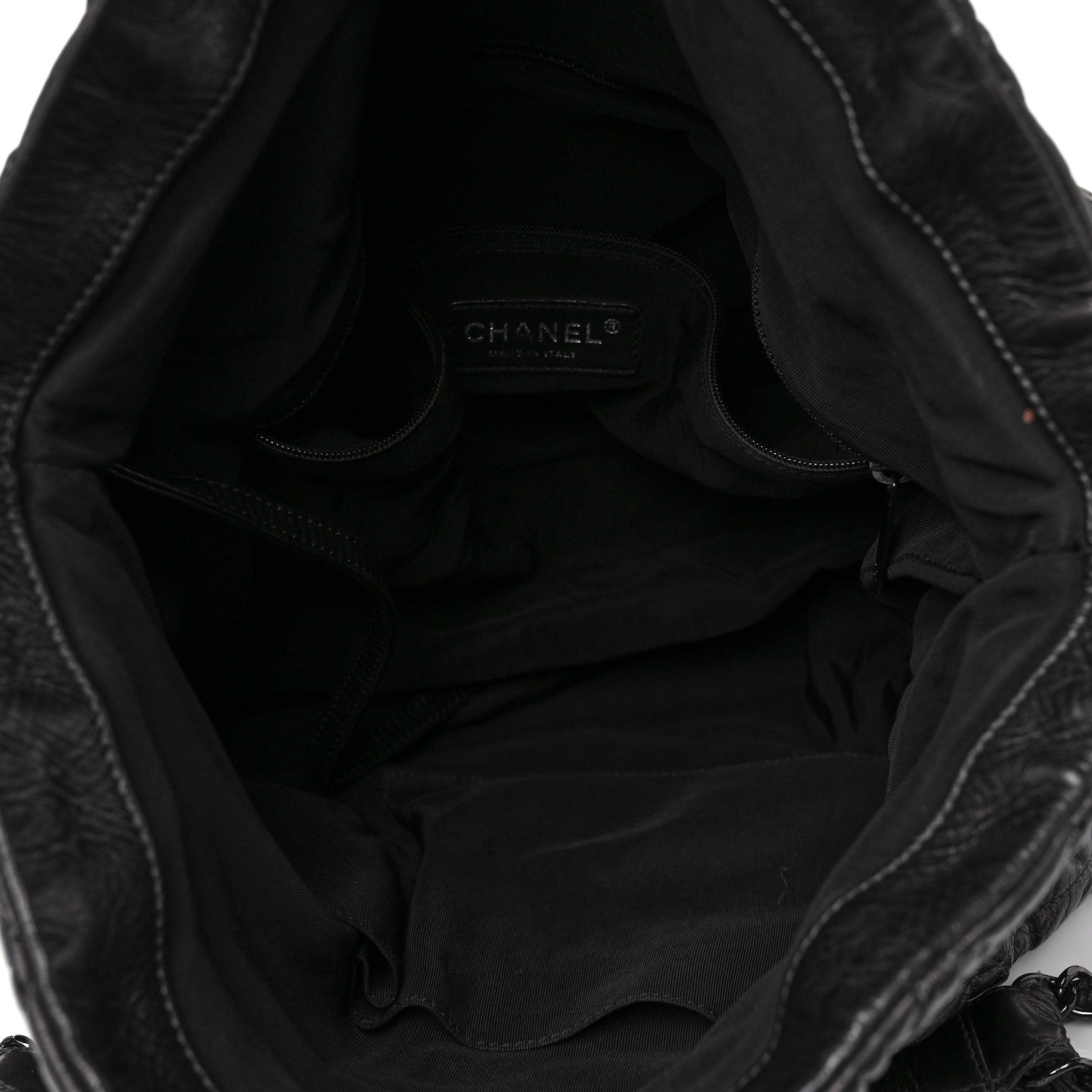 Chanel Metallic Calfskin Quilted Large Chain Me Hobo Dark Grey 6 of 8