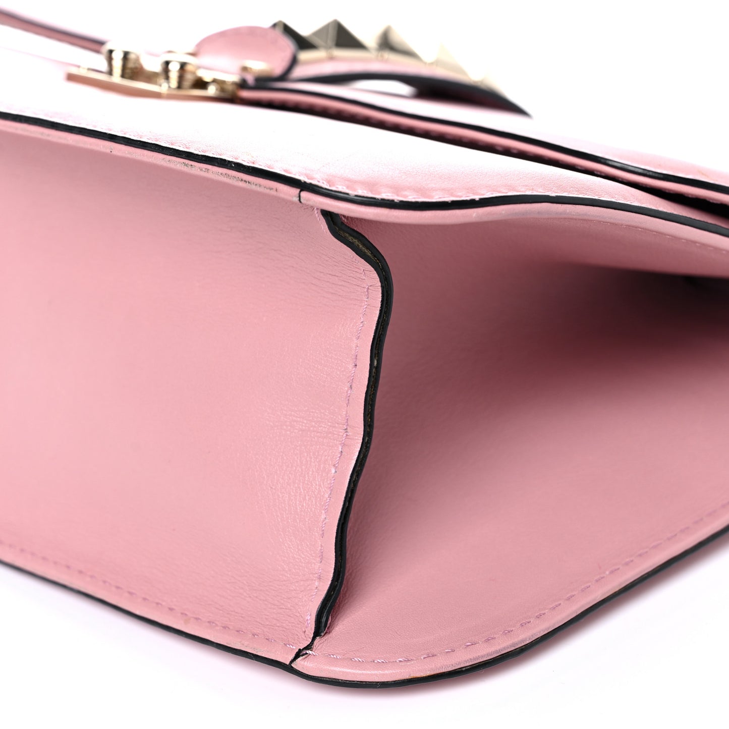 Vitello Large Glam Lock Rockstud Flap Pop Gardenia