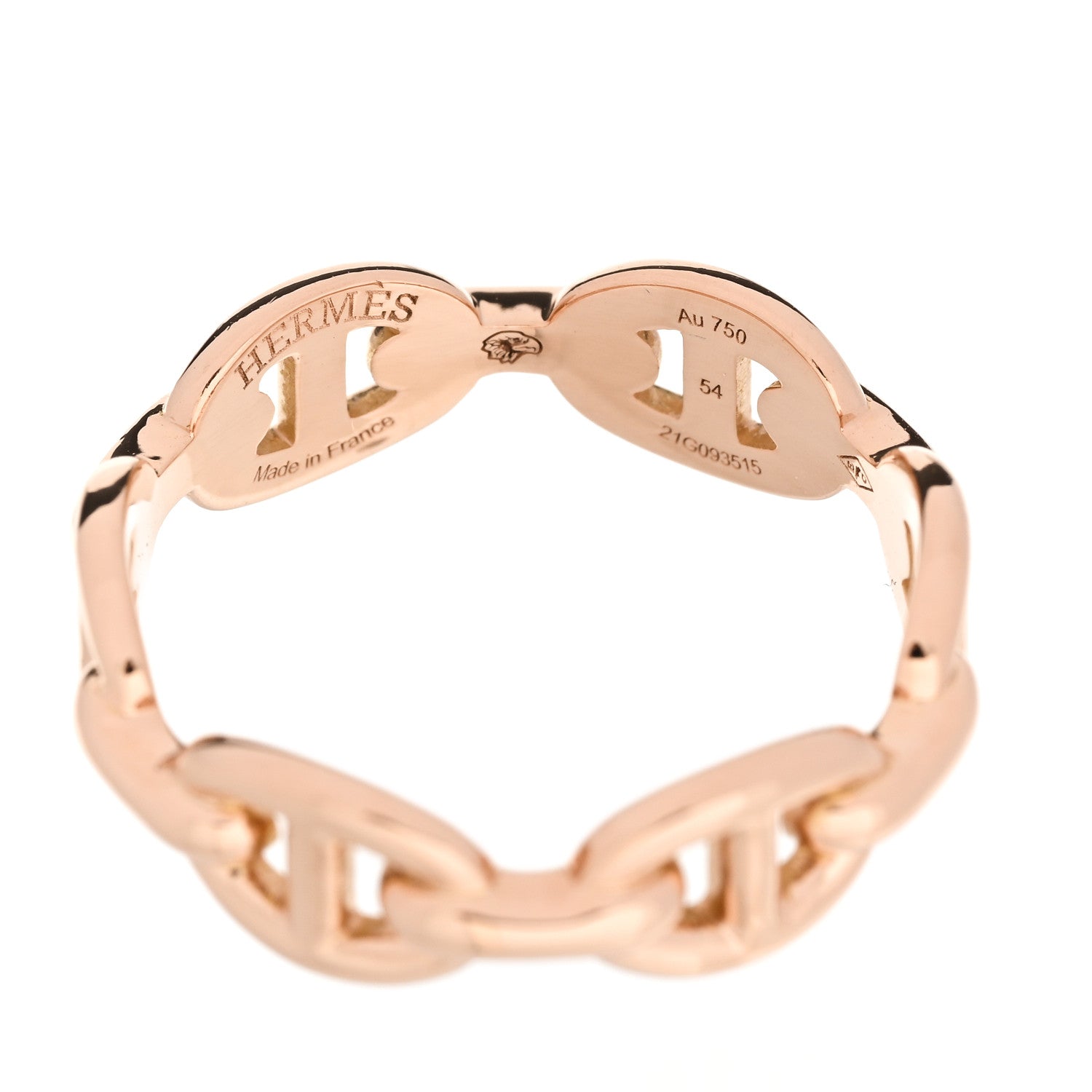 Hermes 18K Rose Gold PM Chaine d'Ancre Enchainee Ring 54 6.75 4 of 5