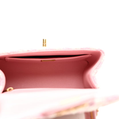 Chanel Tweed Handle Crush Top Handle Flap Bag Pink Ecru 5 of 10