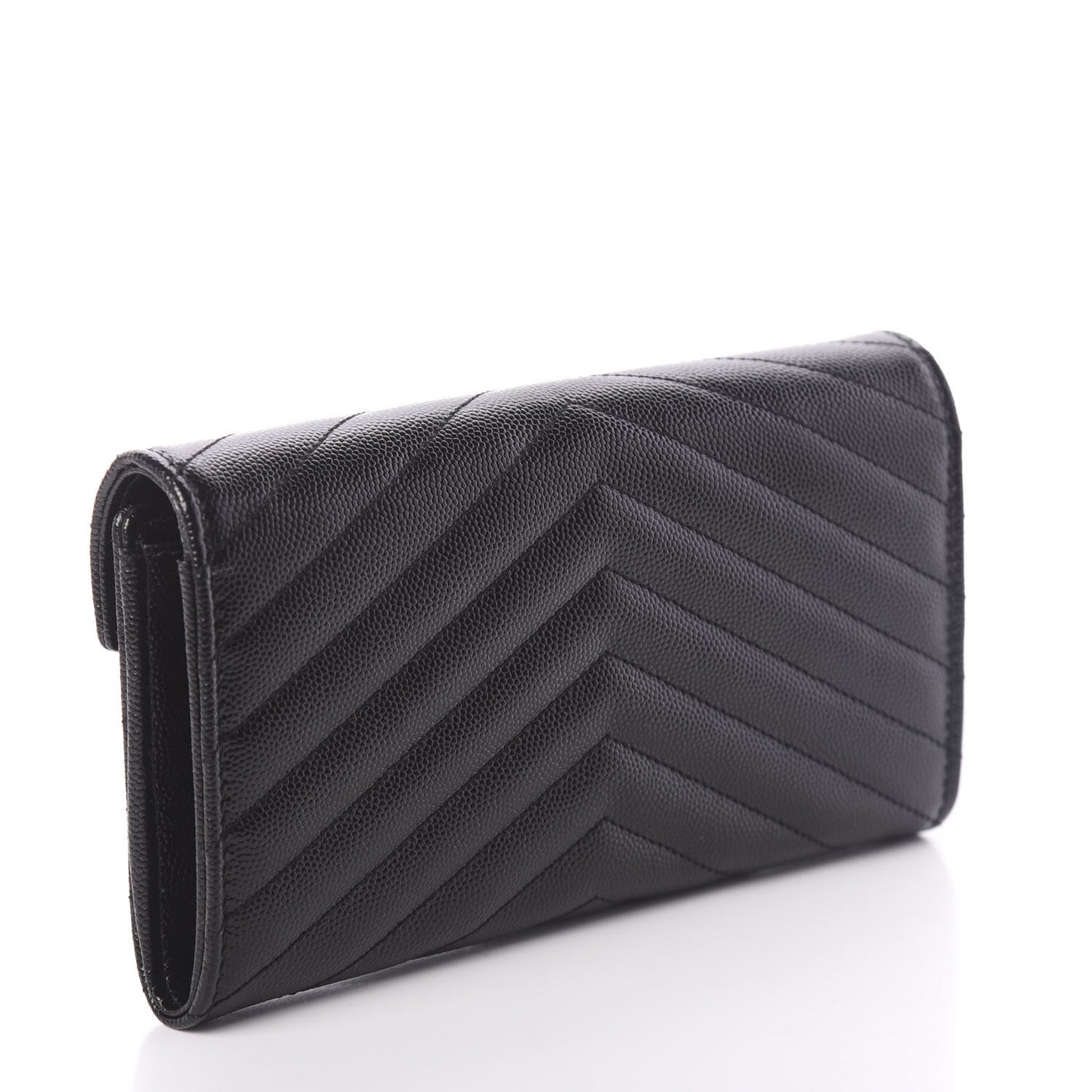 Grain De Poudre Matelasse Chevron Monogram Flap Wallet Black