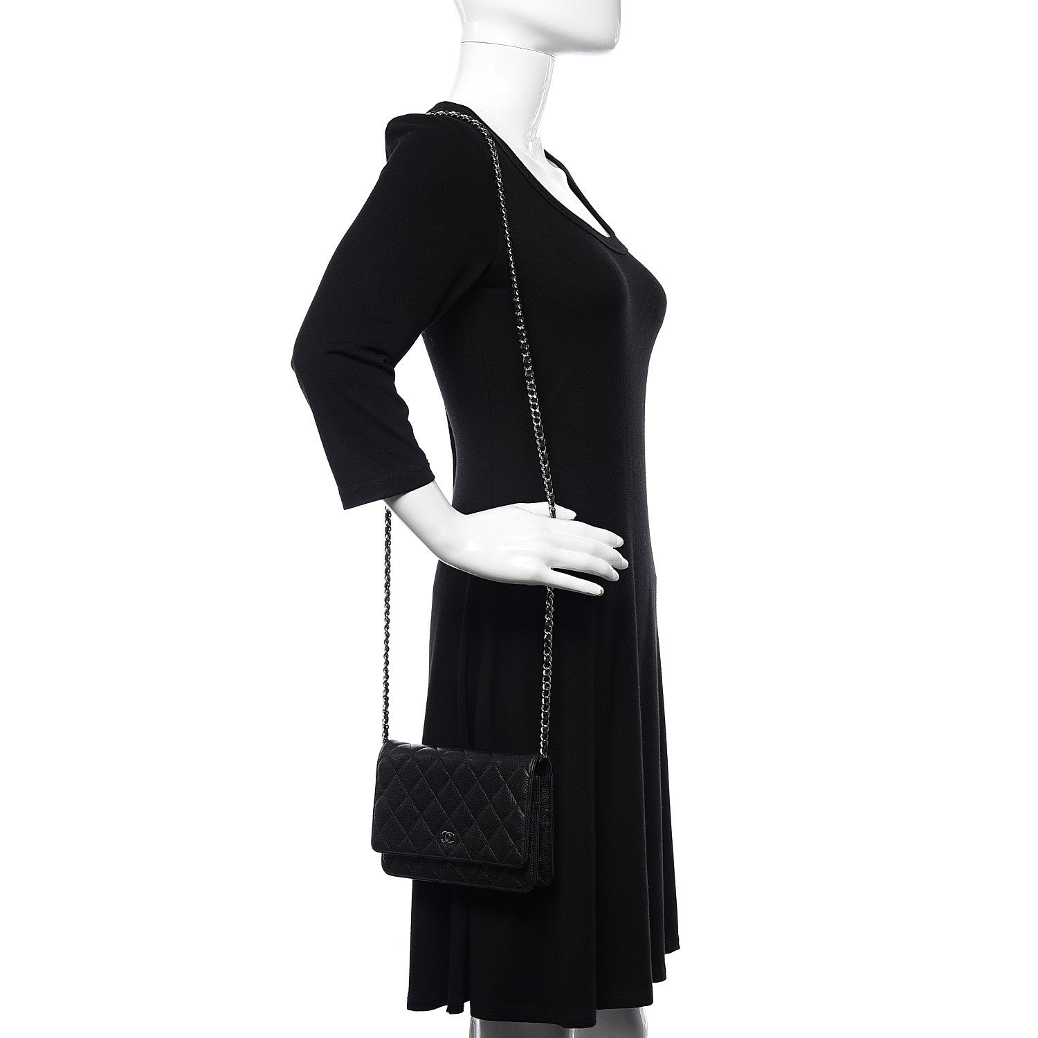 Chanel Caviar Quilted Wallet On Chain WOC Black 2 of 15