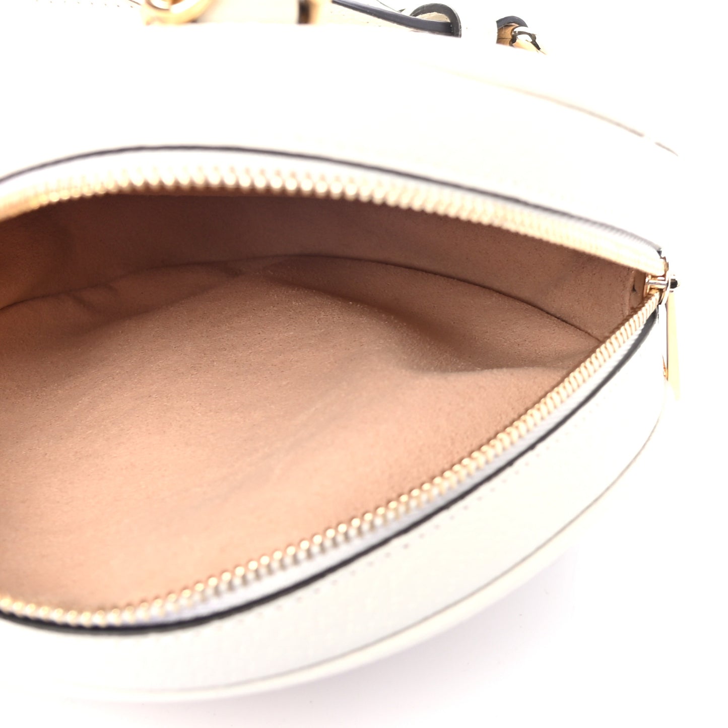 Textured Calfskin Web Mini Ophidia Round Backpack Mystic White