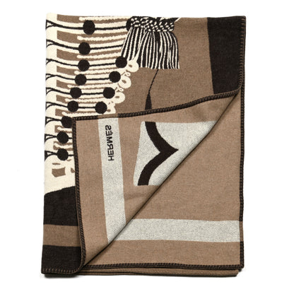 Hermes Wool Cashmere Brandebourgs Blanket Ecorce 2 of 3