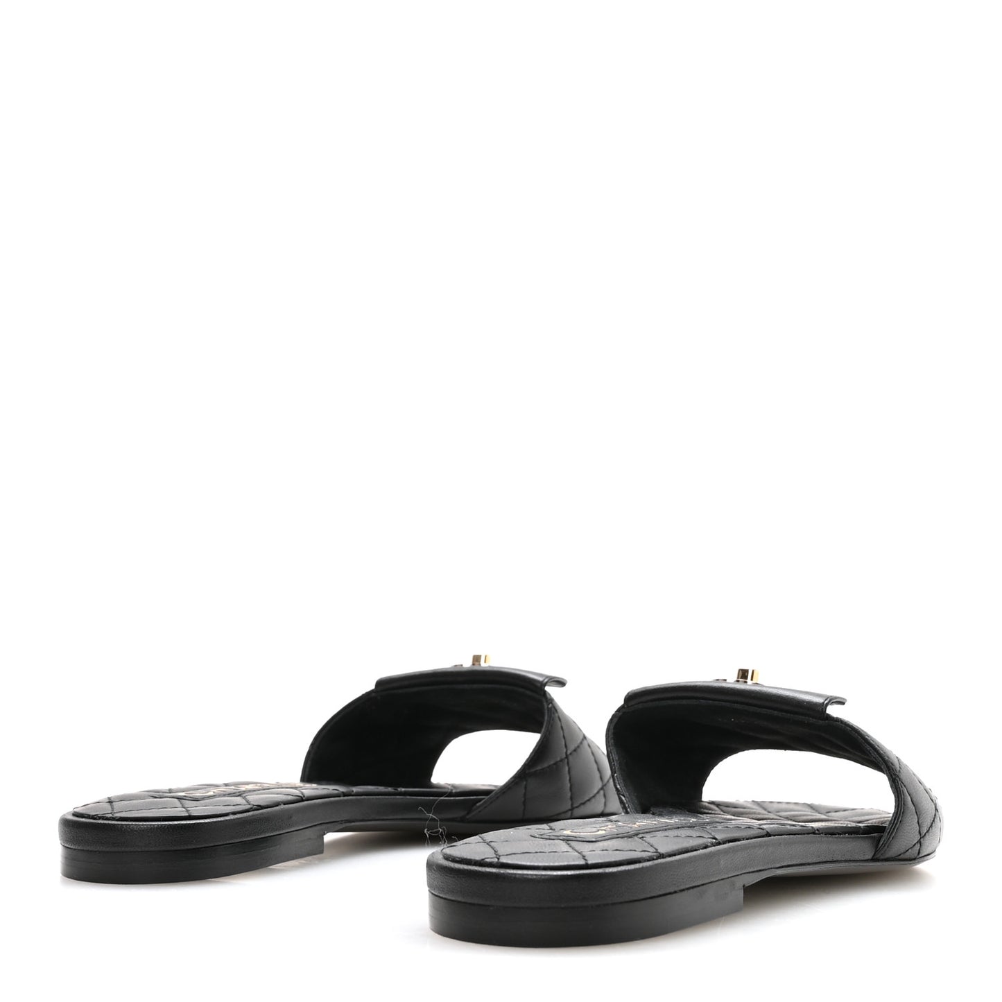 Lambskin Quilted CC Turnlock Sandals 36 Black