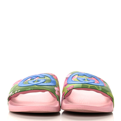 Gucci X KEN SCOTT Rubber Infinity Zia Interlocking G Womens Pool Slide Sandals 36 Green Lilac Bright Splash 2 of 7