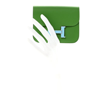 Hermes Epsom Enamel Constance Slim Wallet Vert Yucca Celeste 2 of 8