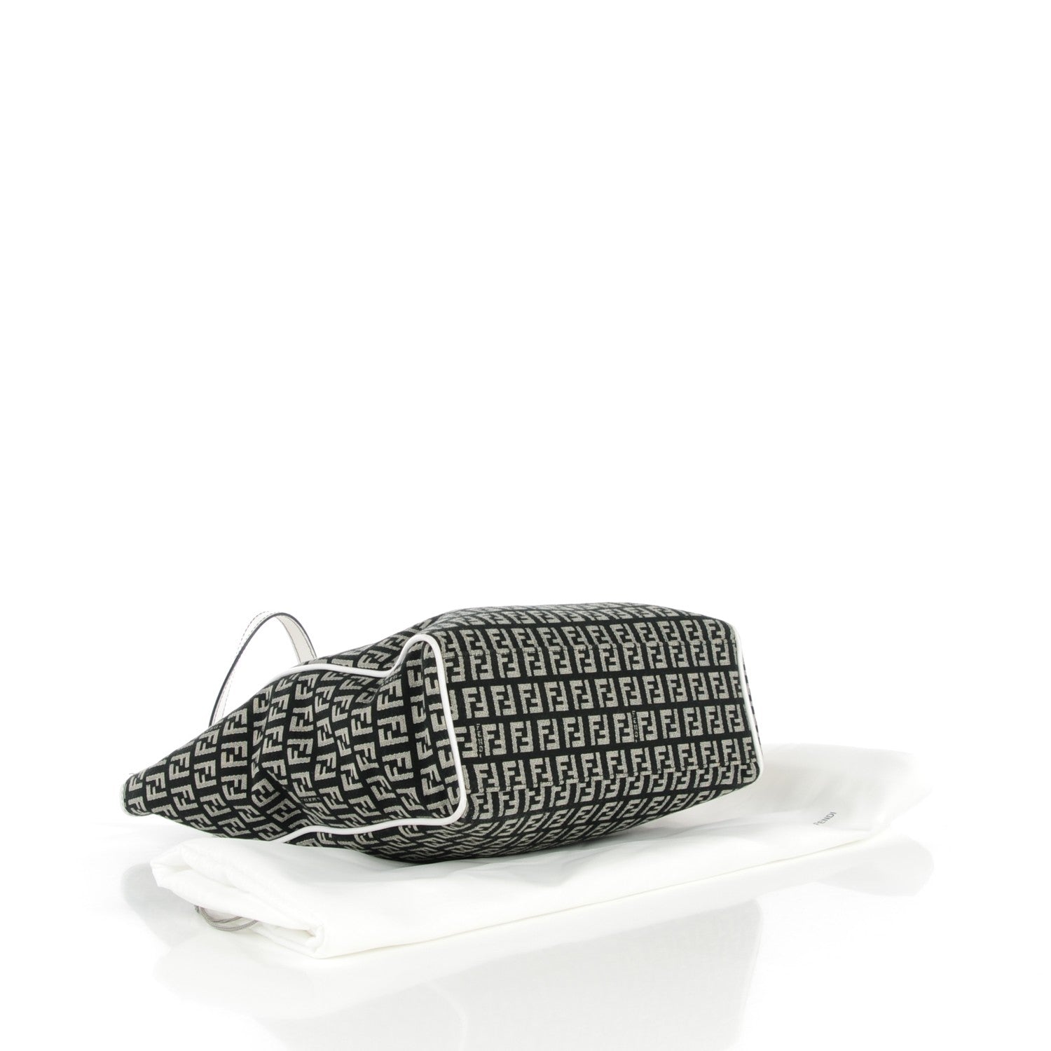 Fendi Zucchino Vitello Tote Black White 4 of 8