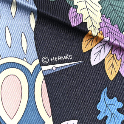 Hermes Silk Twill La Sacre Des Saisons Scarf 90 Bleu Black Ciel Rose 5 of 6