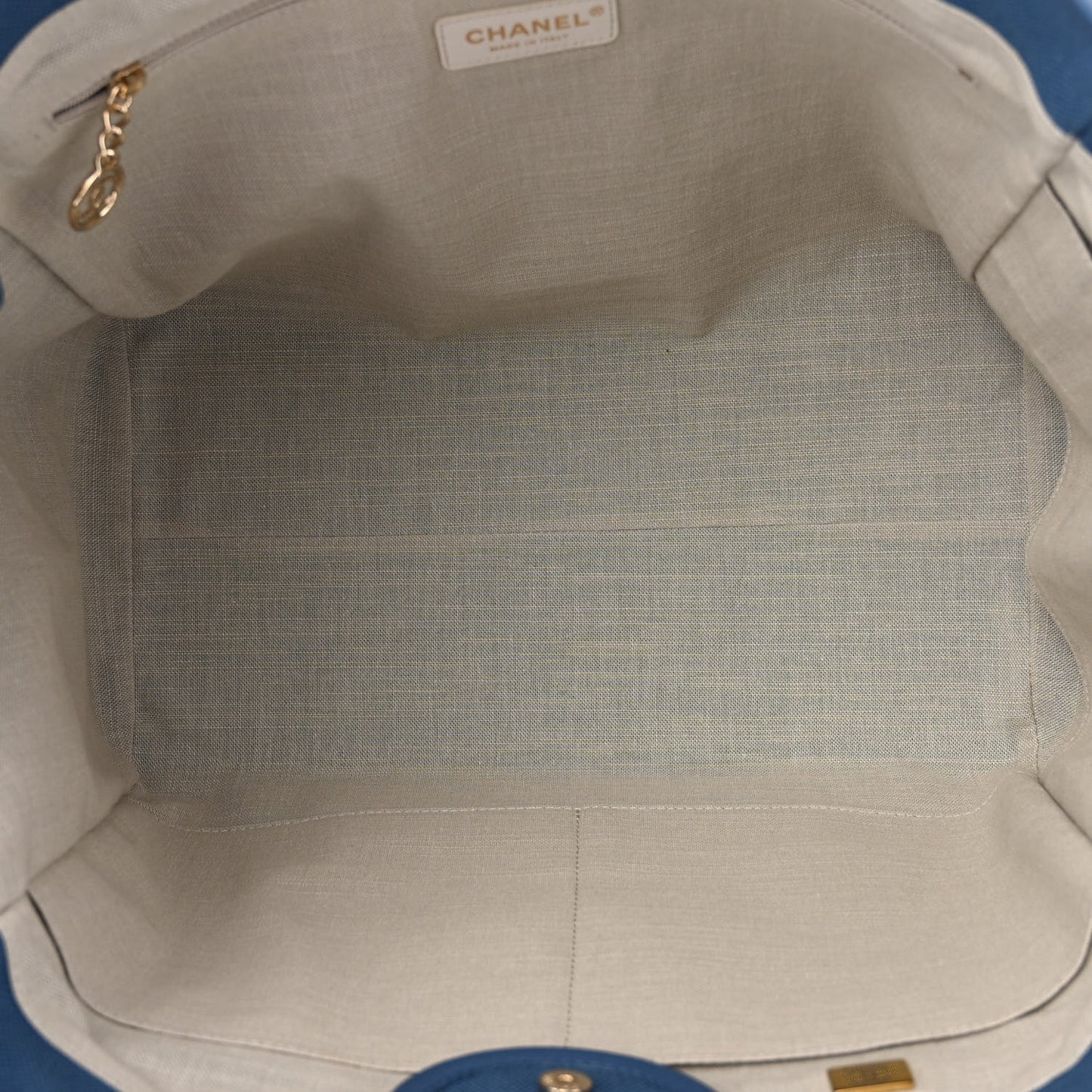 Cotton Medium Deauville Tote Blue White