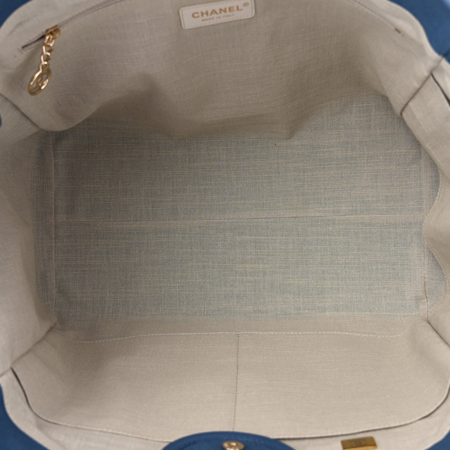 Chanel Cotton Medium Deauville Tote Blue White 6 of 11