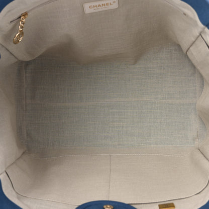 Chanel Cotton Medium Deauville Tote Blue White 6 of 11