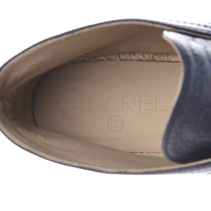 Chanel Lambskin Canvas Cap Toe Lace Up Espadrilles 42 Dark Navy Blue 7 of 9