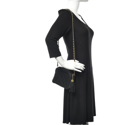 Chanel Lambskin Nylon Quilted Tassel Camera Case Black 2 of 12