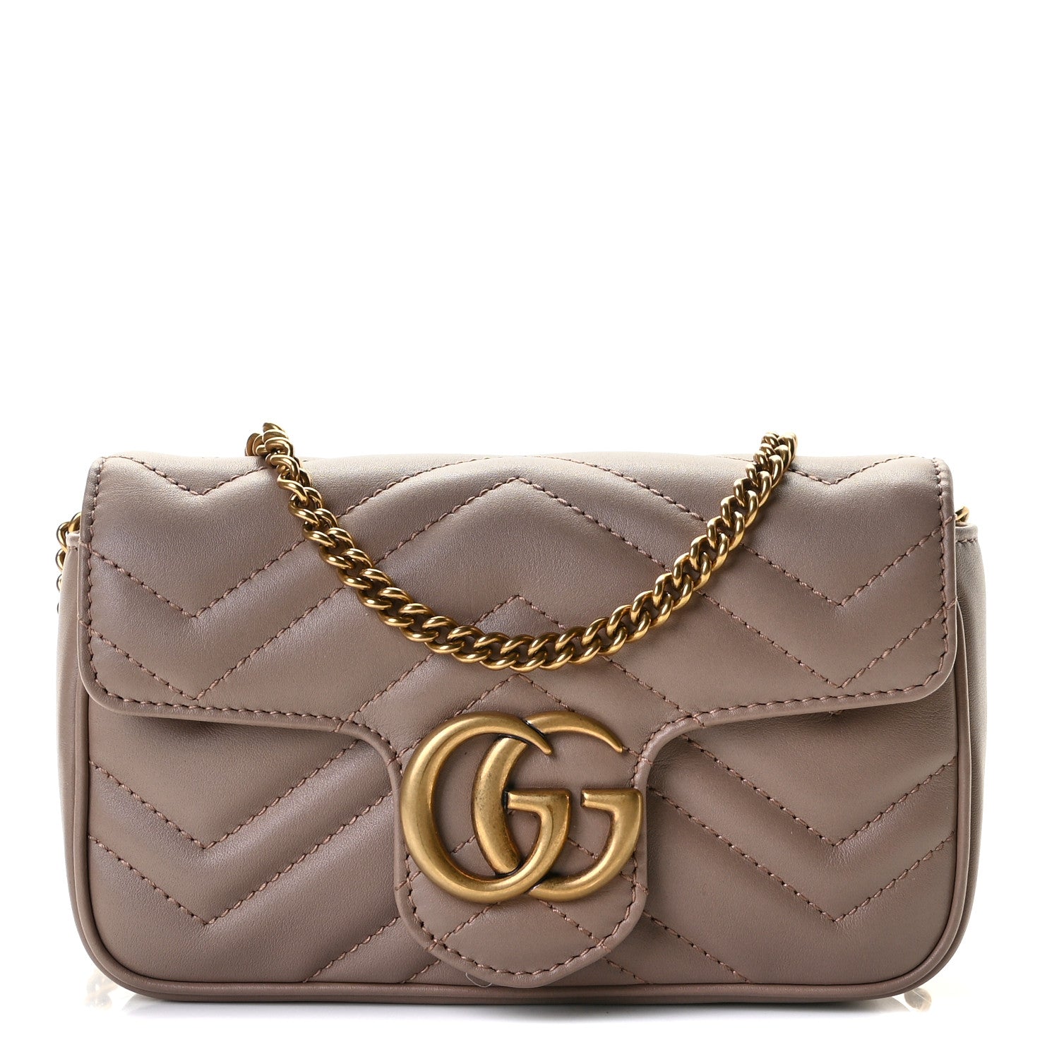 Gucci Calfskin Matelasse Super Mini GG Marmont Shoulder Bag Porcelain Rose 1 of 7