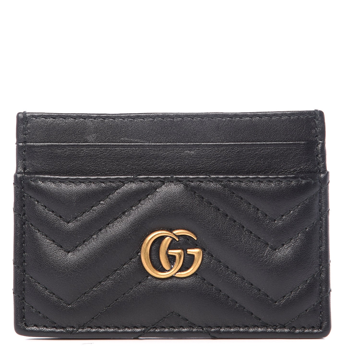 Gucci Calfskin Matelasse GG Marmont Card Holder Black 1 of 7