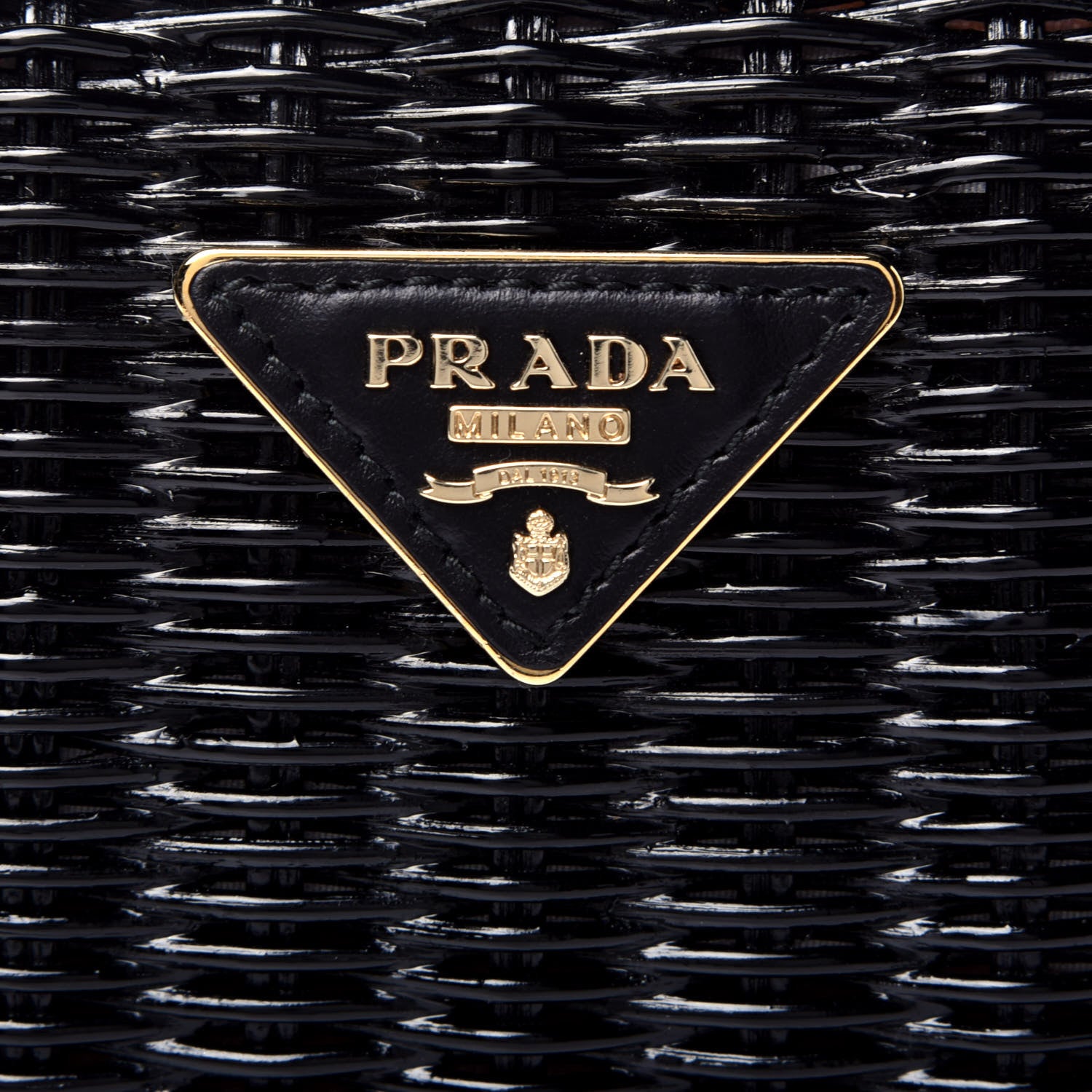 Prada Wicker Triangle Crossbody Clutch Black Petalo 10 of 11