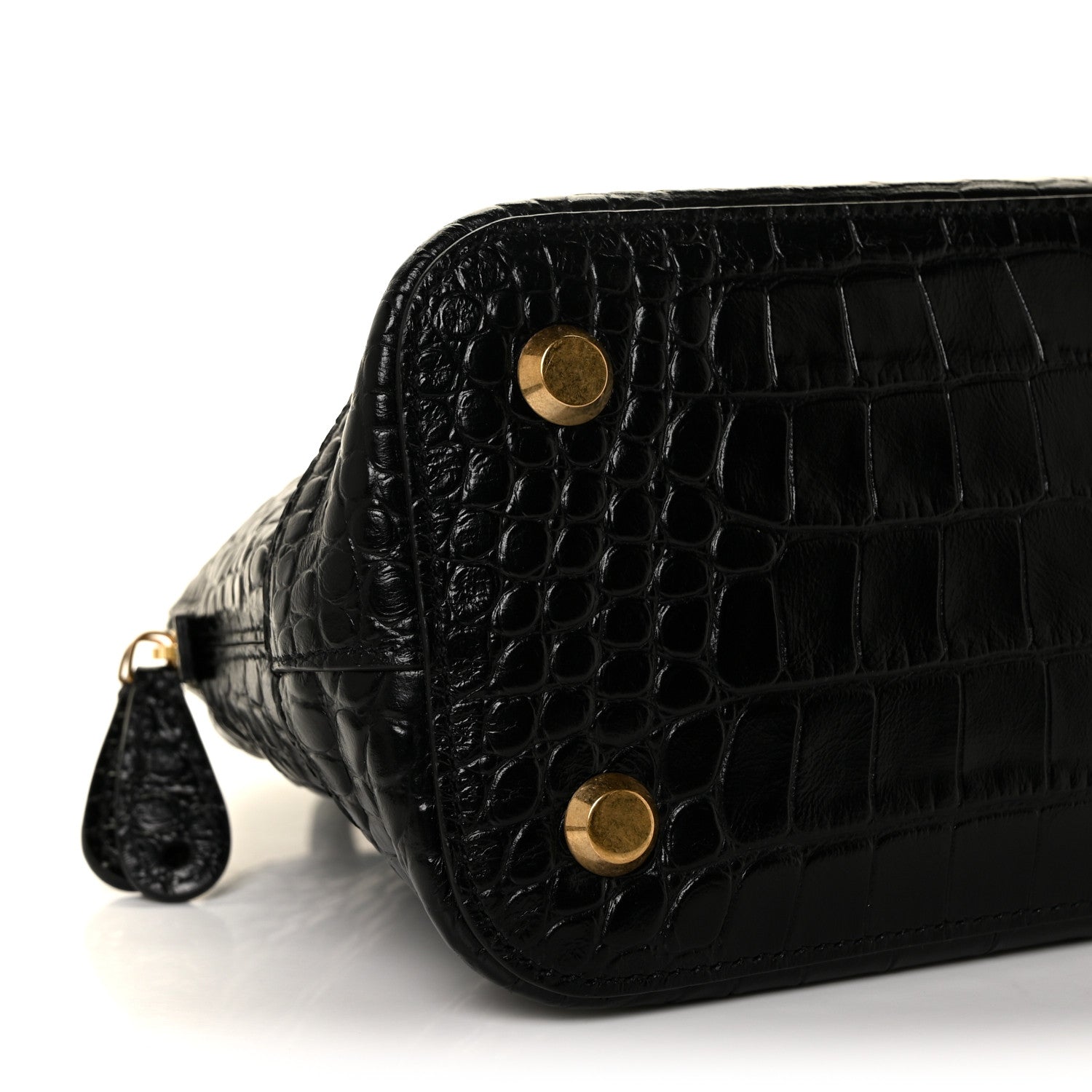 Balenciaga Calfskin Crocodile Embossed S Rivet Ville Top Handle Bag Black 7 of 8