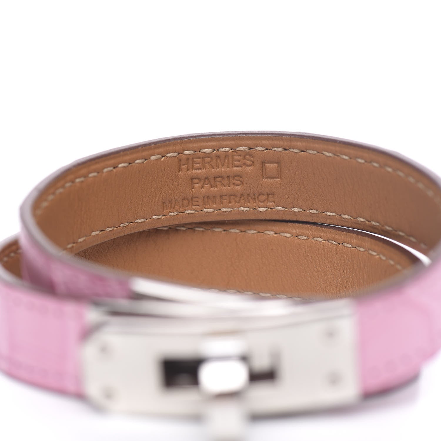 Hermes Matte Alligator Kelly Double Tour Bracelet 5P Pink 6 of 7