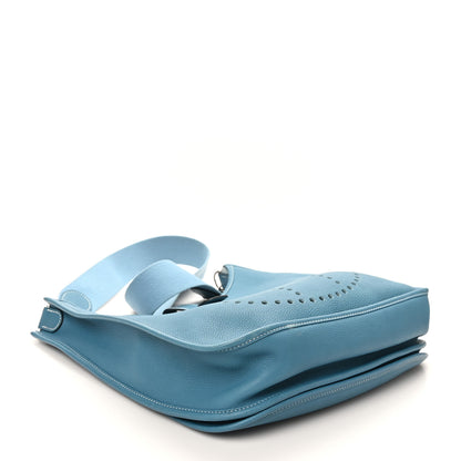 Hermes Taurillon Clemence Evelyne II GM Blue Jean 4 of 10