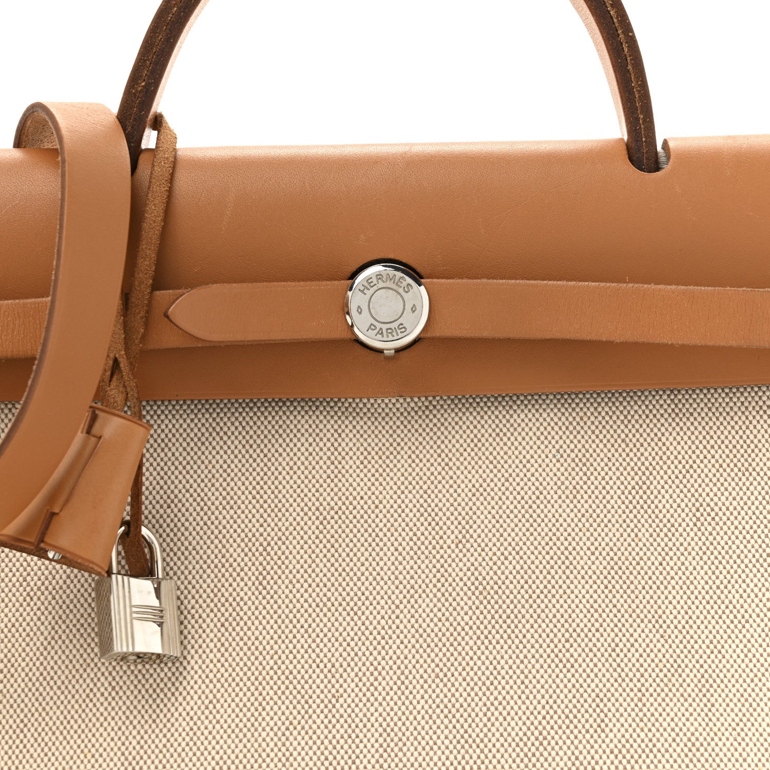 Hermes Toile Vache Calfskin Herbag 30 PM Black Natural 10 of 16