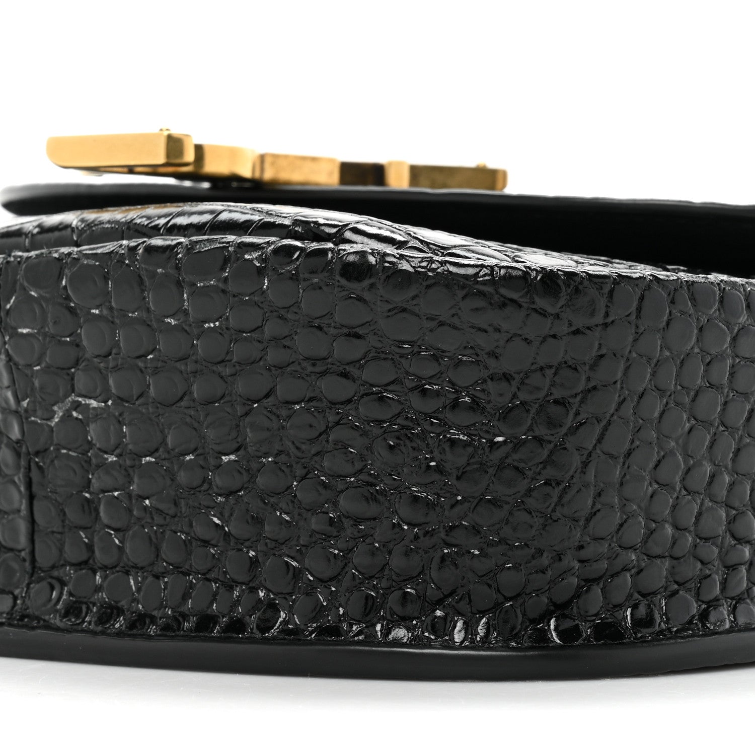 Saint Laurent Crocodile Embossed Calfskin Small Kaia Satchel Black 8 of 11