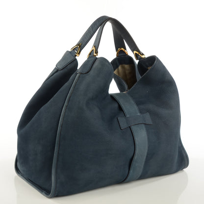 Gucci Nubuck Large Soft Stirrup Shoulder Bag Navy 3 of 7
