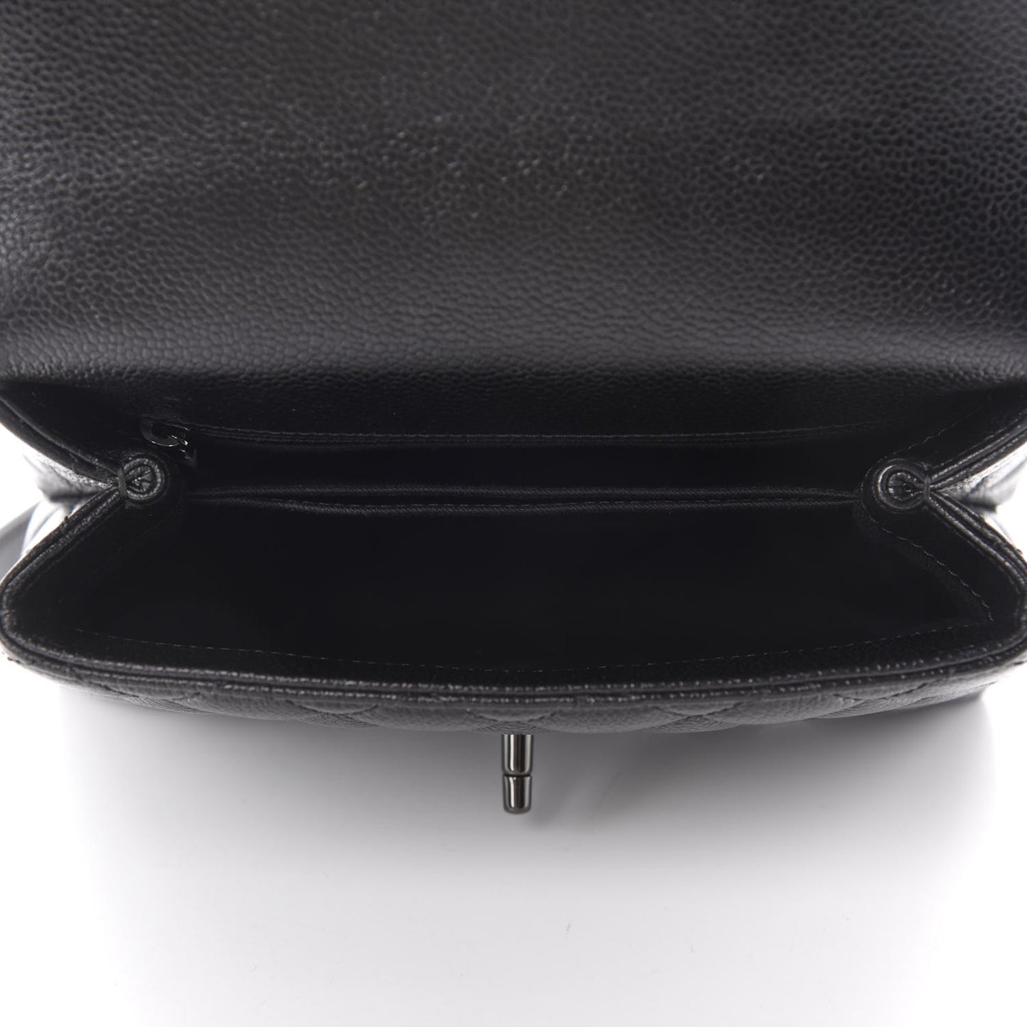 Iridescent Caviar Quilted Mini Coco Handle Flap So Black