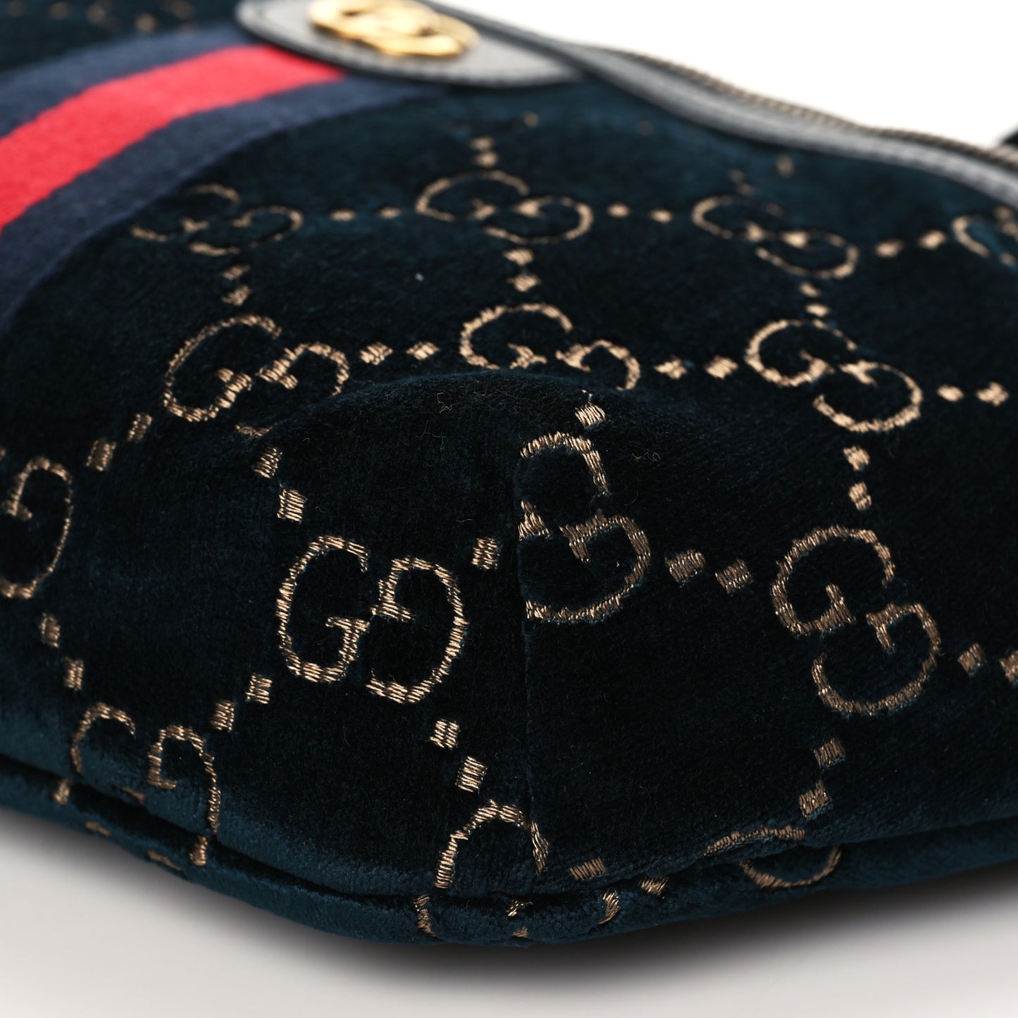 Velvet GG Monogram Web Belt Bag Blue Beige
