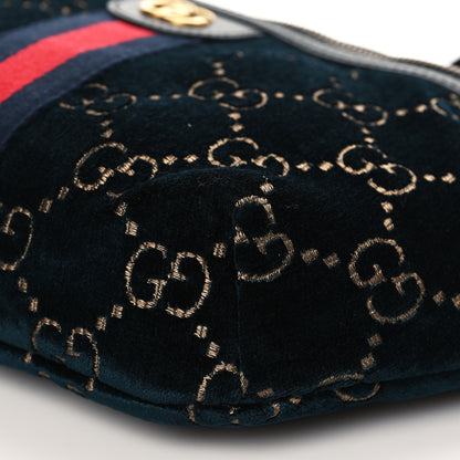 Gucci Velvet GG Monogram Web Belt Bag Blue Beige 9 of 9