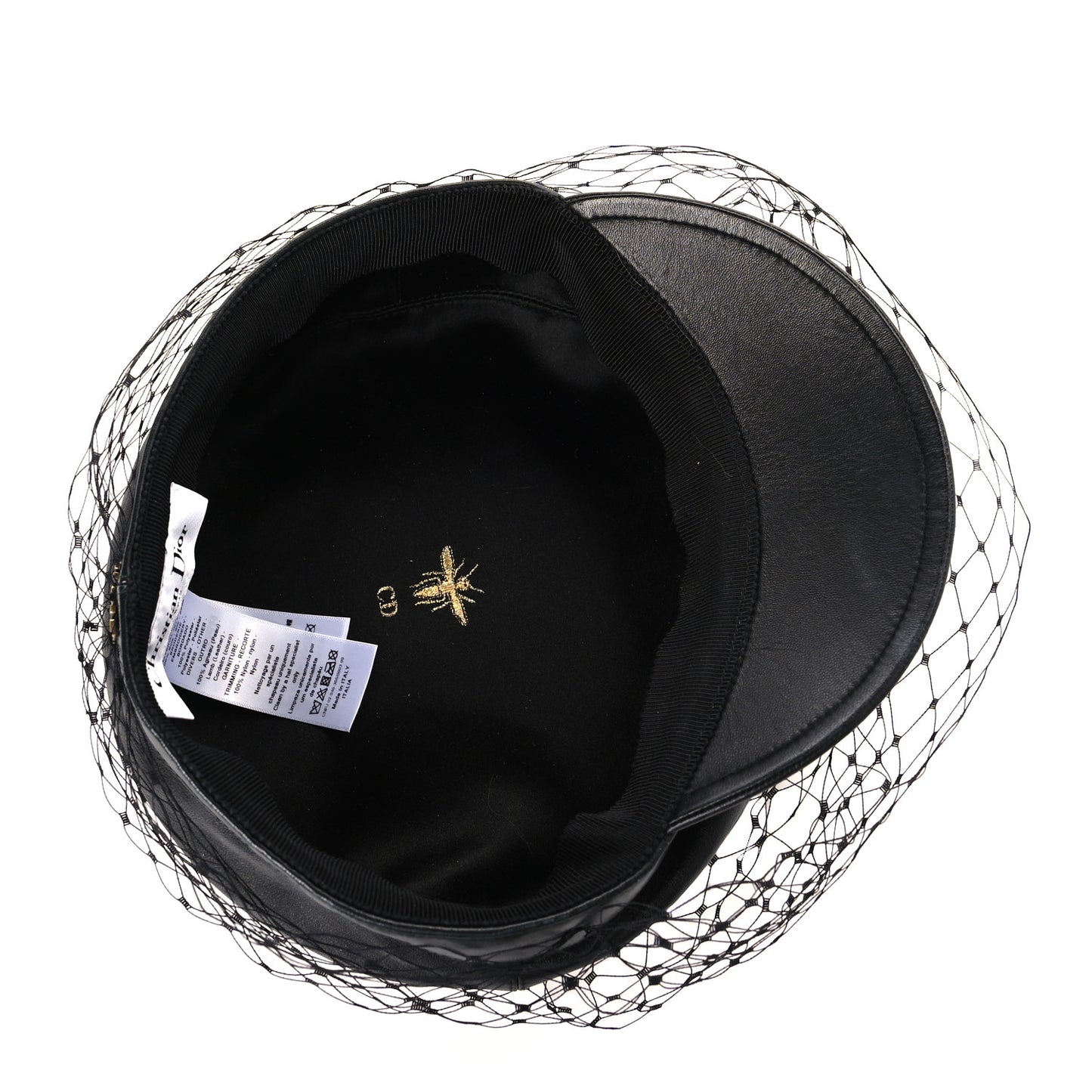 Lambskin Arty Beret Cap With Veil 57 Black